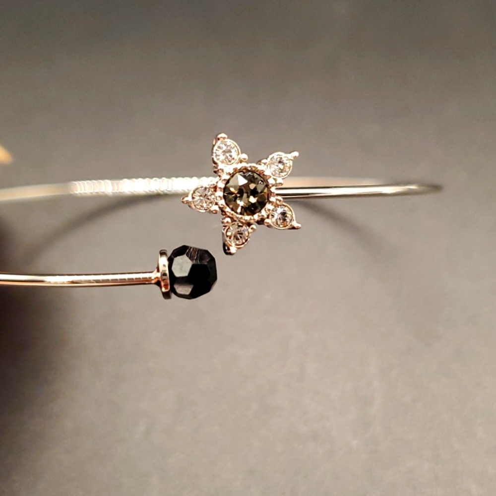 Ice Blossom Bracelet with Swarovski flower & ball Crystal Bangle small